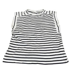 ZARA Kids Striped Sleeveless Boxy Top White & Navy - Size 11/12 100% Cotton